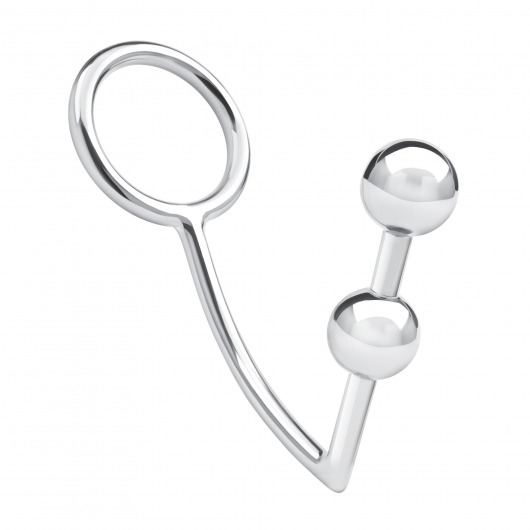 Кольцо на пенис с анальным стимулятором Two Bead Stainless Steel Anal Hook   Cock Ring - BlueLine - в Новосибирске купить с доставкой