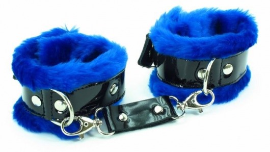 Синие наручники с мехом BDSM Light - БДСМ Арсенал - купить с доставкой в Новосибирске