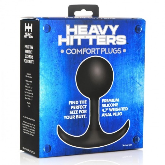 Черная анальная пробка с утяжелением Comfort Plugs Premium Silicone 4.7’’ Weighted Round Plug - 12 см. - XR Brands