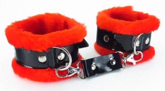 Красные наручники с мехом BDSM Light - БДСМ Арсенал - купить с доставкой в Новосибирске