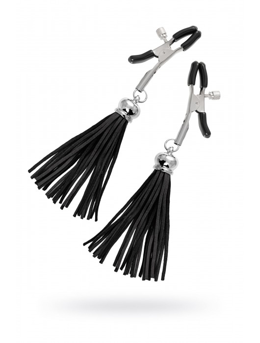 Зажимы на соски «Прищепки» с черными кисточками из замши - Pecado - купить с доставкой в Новосибирске