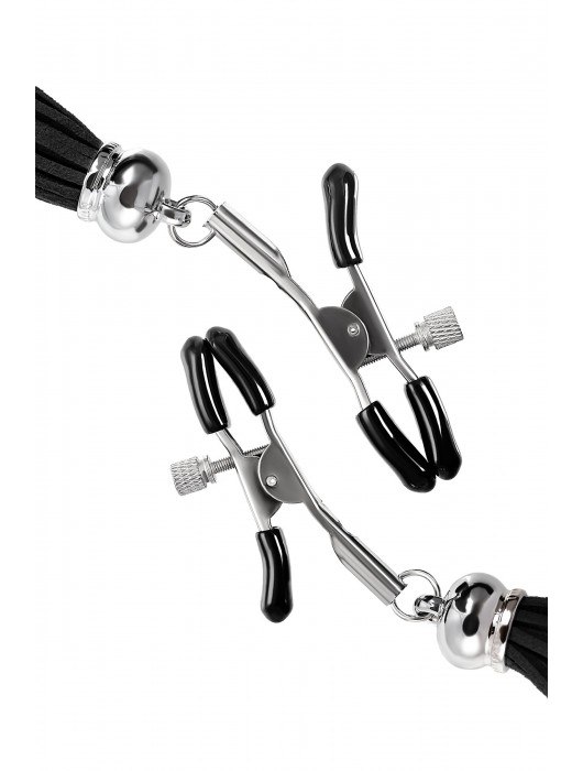 Зажимы на соски «Прищепки» с черными кисточками из замши - Pecado - купить с доставкой в Новосибирске