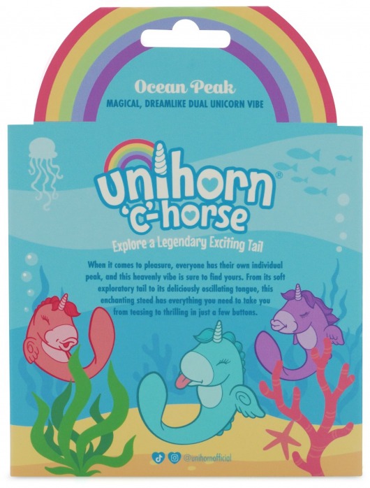 Голубой С-образный вибромассажер C Horse Ocean Peak со стимуляцией язычком - Unihorn