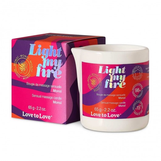 Массажная свеча Light My Fire с ароматом моной - 80 мл. - Love to Love - купить с доставкой в Новосибирске