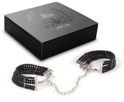 Чёрные дизайнерские наручники Plaisir Nacre Bijoux - Bijoux Indiscrets - купить с доставкой в Новосибирске