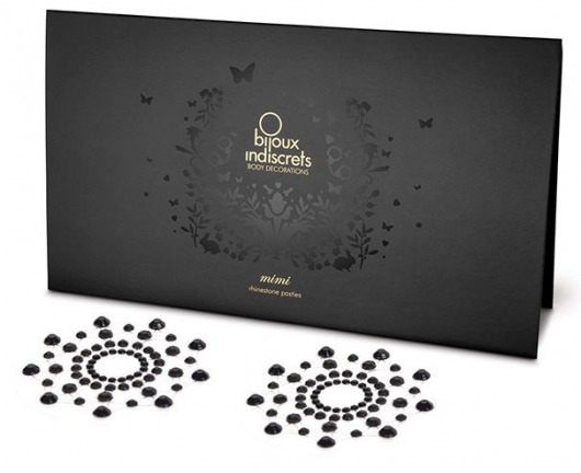 Чёрные наклейки на грудь Mimi Bijoux - Bijoux Indiscrets - купить с доставкой в Новосибирске