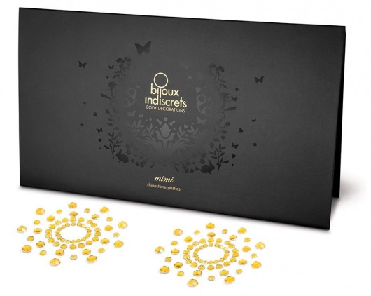 Золотистые наклейки на грудь Mimi Bijoux - Bijoux Indiscrets - купить с доставкой в Новосибирске