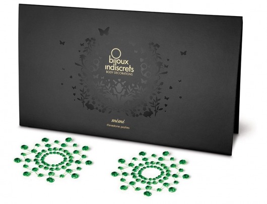 Зеленые наклейки на грудь Mimi Bijoux - Bijoux Indiscrets - купить с доставкой в Новосибирске