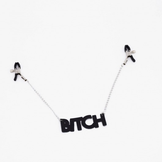 Зажимы на соски с кожаной подвеской Bitch - Crazy Handmade - купить с доставкой в Новосибирске