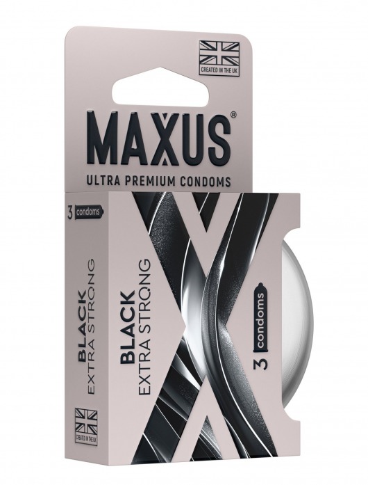 Черные утолщенные презервативы MAXUS Extra Strong с железным кейсом - 3 шт. - Maxus - купить с доставкой в Новосибирске