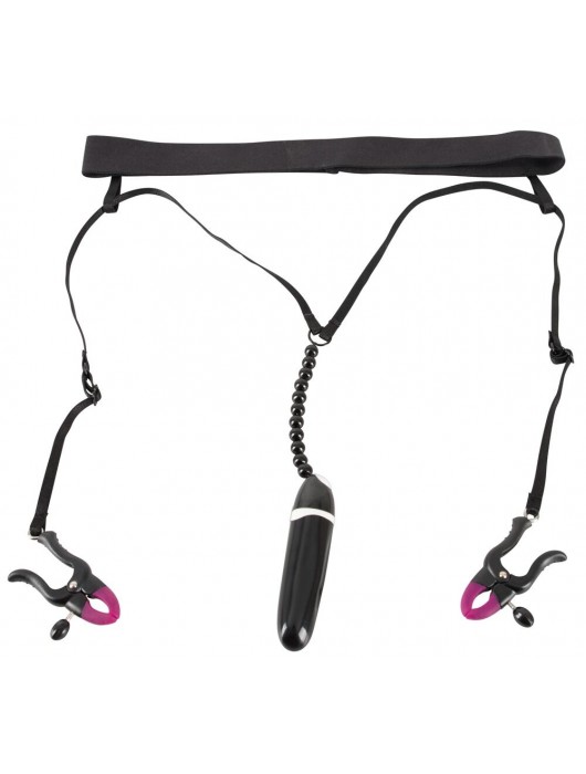 Женские вибростринги с зажимами для половых губ Spreader String with Vibrator - Orion - купить с доставкой в Новосибирске