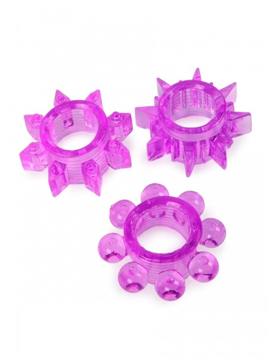 Набор из 3 лиловых эрекционных колец различной формы - Erowoman-Eroman - в Новосибирске купить с доставкой