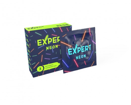 Светящиеся в темноте презервативы Expert Neon - 3 шт. - Expert - купить с доставкой в Новосибирске