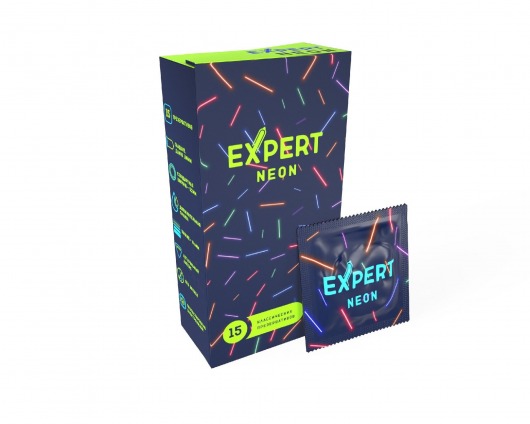 Светящиеся в темноте презервативы Expert Neon - 15 шт. - Expert - купить с доставкой в Новосибирске