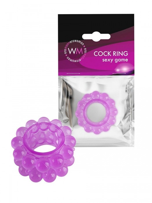 Лиловое эрекционное кольцо с 2 рядами стимулирующих шариков - Erowoman-Eroman - в Новосибирске купить с доставкой