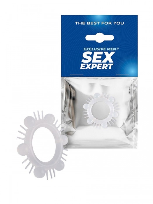Эластичное эрекционное кольцо с шипиками и шариками - Sex Expert - в Новосибирске купить с доставкой