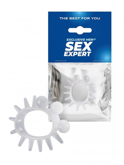 Эластичное эрекционное кольцо с шариками и лучами - Sex Expert - в Новосибирске купить с доставкой