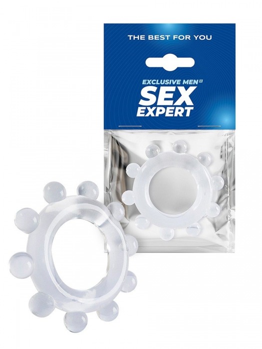 Прозрачное эрекционное кольцо со стимулирующими шариками - Sex Expert - в Новосибирске купить с доставкой