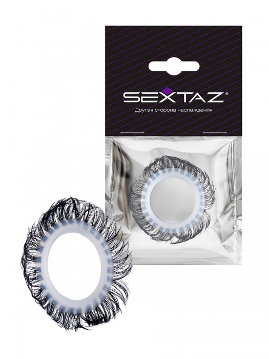 Эластичное эрекционное колечко с черными «ресничками» - Sextaz - в Новосибирске купить с доставкой