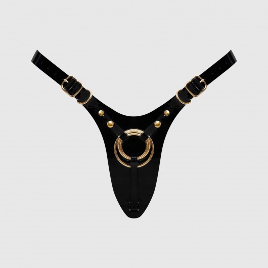 Черный пояс для фиксации насадок Strap-On-Me Leatherette Harness Fabulous - Strap-on-me - купить с доставкой в Новосибирске