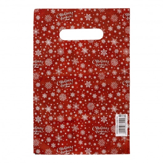 Красный подарочный новогодний пакет с вырубной ручкой (20х30 см) - Сима-Ленд - купить с доставкой в Новосибирске