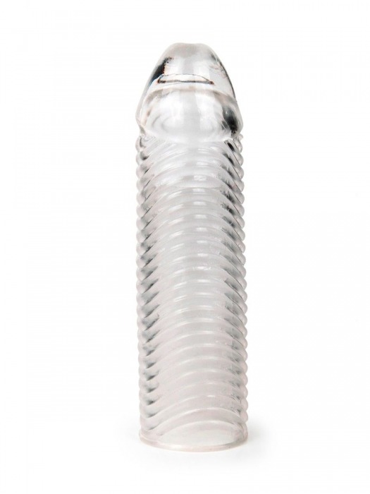 Прозрачная закрытая насадка на пенис с ребрышками - 16 см. - Sex Expert - в Новосибирске купить с доставкой