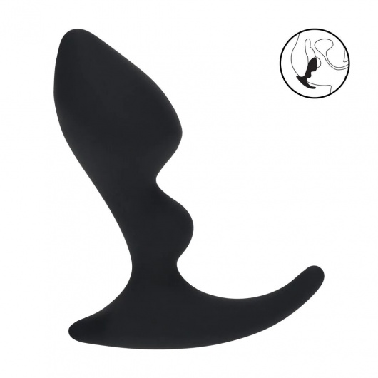 Черная анальная пробка для массажа простаты Double Ripple Silicone Prostate Massager - Shots Media BV - в Новосибирске купить с доставкой