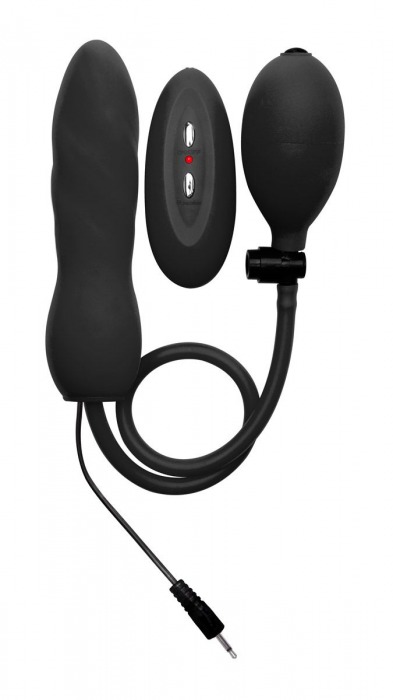 Черный расширяющийся анальный виброплаг с грушей - 14,5 см. - Shots Media BV