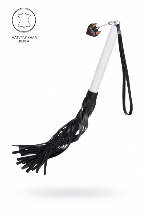 Плеть с белой рукоятью и чёрными хлыстами - 50 см. - Pecado - купить с доставкой в Новосибирске