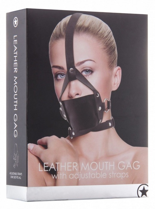 Чёрный кожаный кляп Leather Mouth Gag - Shots Media BV - купить с доставкой в Новосибирске