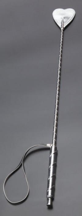 Серебристый стек с наконечником-сердцем из искусственной кожи - 70 см. - Sitabella - купить с доставкой в Новосибирске