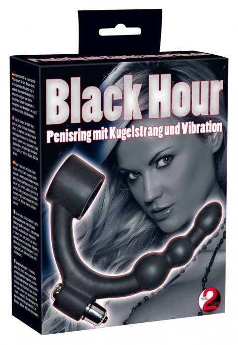 Эрекционное кольцо с вибрацией и анальным стимулятором Black Hour Penisring - Orion - в Новосибирске купить с доставкой