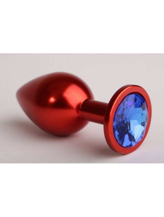 Красная анальная пробка с синим стразом - 8,2 см. - 4sexdreaM - купить с доставкой в Новосибирске