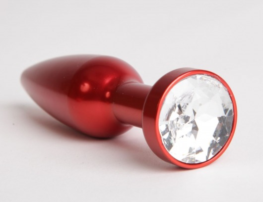 Большая красная анальная пробка с прозрачным стразом - 11,2 см. - 4sexdreaM - купить с доставкой в Новосибирске