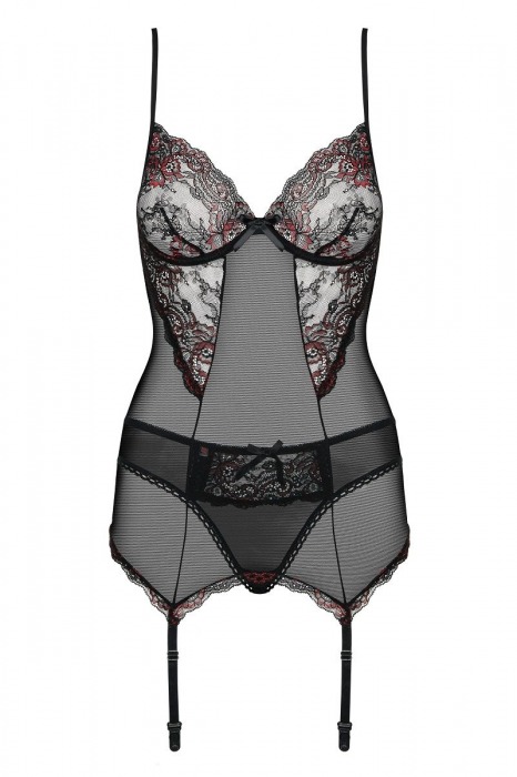 Полупрозрачный корсаж Musca с бордовым кружевом - Obsessive купить с доставкой