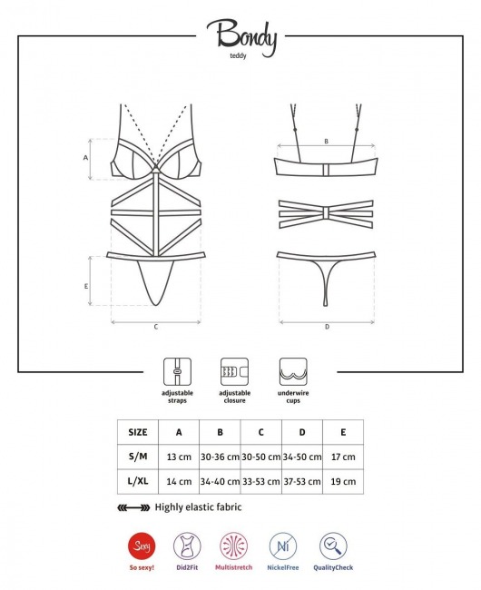 Полупрозрачный тедди Bondy с широкими лентами - Obsessive купить с доставкой