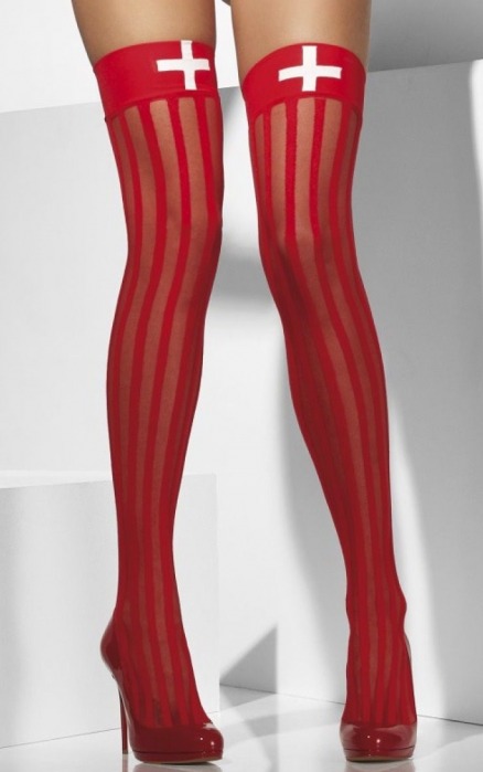 Алые чулки медсестры в полоску - Fever купить с доставкой