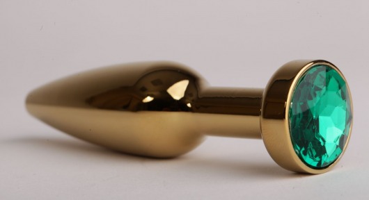Золотистая анальная пробка с зеленым кристаллом - 11,2 см. - 4sexdreaM - купить с доставкой в Новосибирске