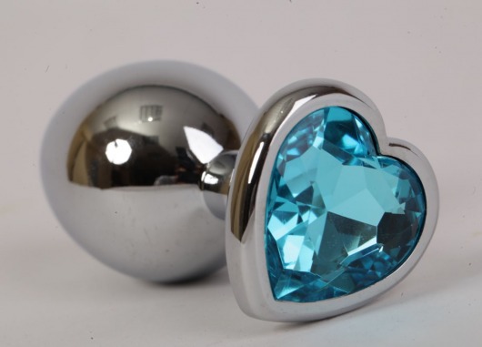 Золотистая анальная пробка с голубым стразиком-сердечком - 8 см. - 4sexdreaM - купить с доставкой в Новосибирске