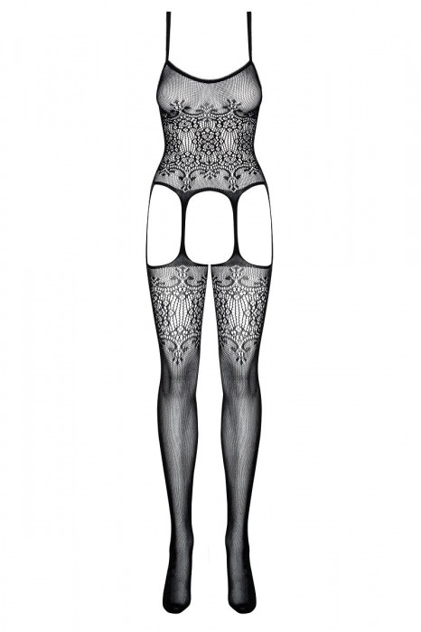 Комбинезон-чулок с открытыми бёдрами и крупным ажурным рисунком - Obsessive купить с доставкой