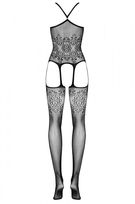 Комбинезон-чулок с открытыми бёдрами и крупным ажурным рисунком - Obsessive купить с доставкой