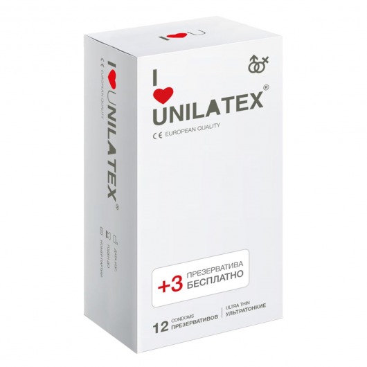 Ультратонкие презервативы Unilatex Ultra Thin - 12 шт. + 3 шт. в подарок - Unilatex - купить с доставкой в Новосибирске