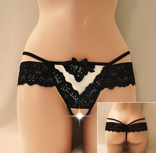 Очаровательные трусики-стринги с широким кружевным пояском - FlirtOn купить с доставкой