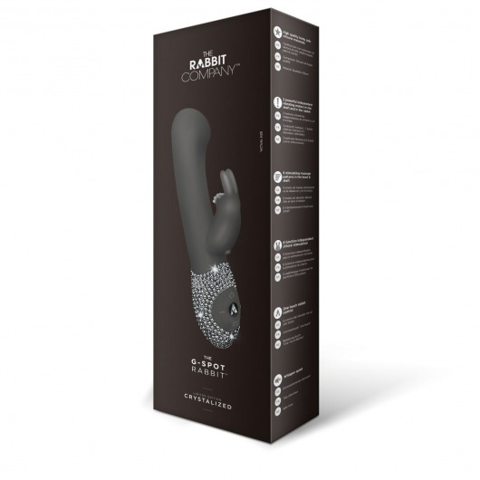 Чёрный вибратор The G-spot Rabbit со стразами на рукояти - 22 см. - The Rabbit Company