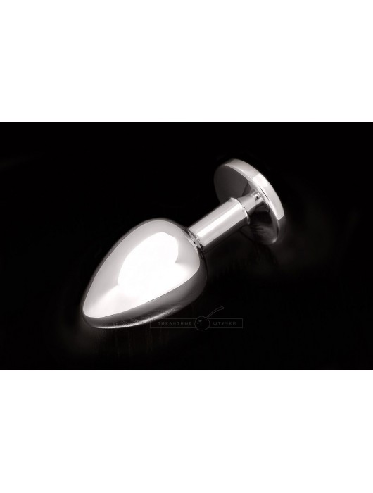 Маленькая серебристая анальная пробка с круглым кончиком и сиреневым кристаллом - 7 см. - Пикантные штучки - купить с доставкой в Новосибирске