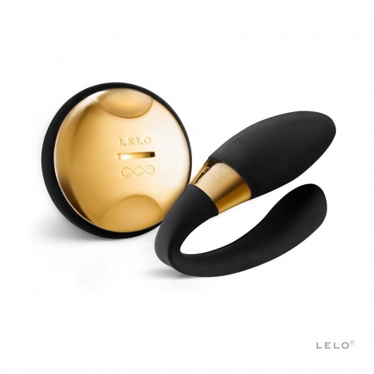 Чёрный вибратор для пар Tiani 24K Obsidian Black с декором из золота - Lelo