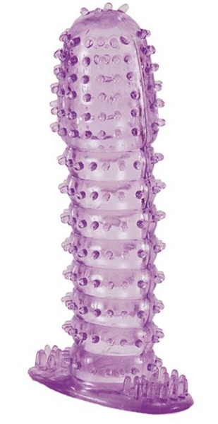 Гелевая фиолетовая насадка с шипами - 12 см. - Toyfa Basic - в Новосибирске купить с доставкой