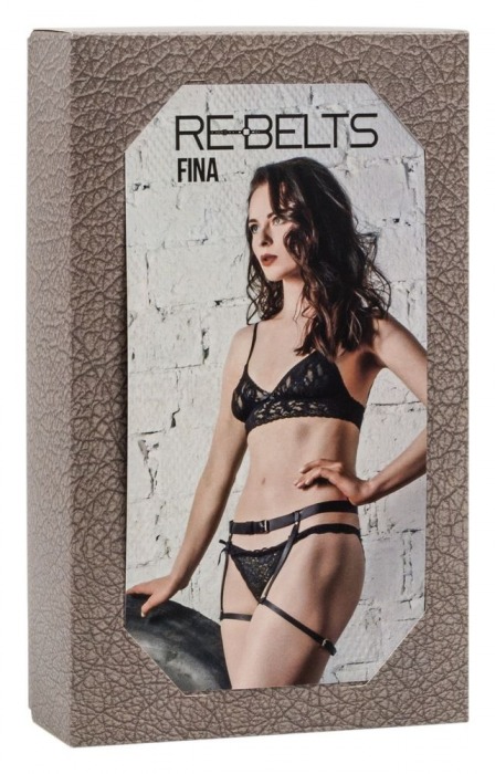 Чёрные кожаные гартеры Fina Black - Rebelts купить с доставкой