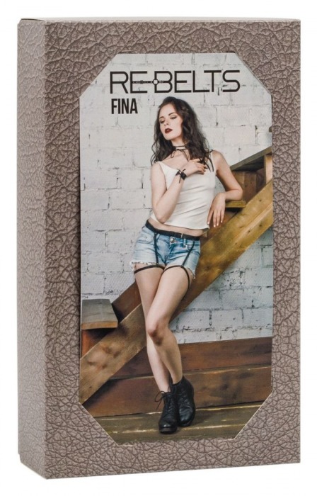 Чёрные кожаные гартеры Fina Black - Rebelts купить с доставкой