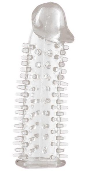 Прозрачная насадка на половой член с закрытой головкой и шипами - 12,5 см. - Toyfa Basic - в Новосибирске купить с доставкой